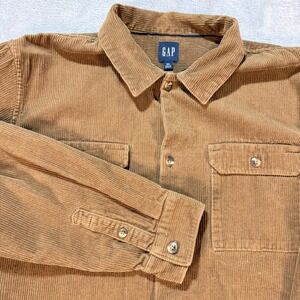 GAP Men‎ Corduroy Shirt Jacket Tan Long Sleeve Button Up Workwear Size XXL